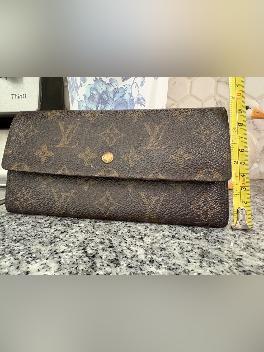 Louis Vuitton Brown Monogram Canvas Fold Wallet with Gold Snap - Picture 2 of 11